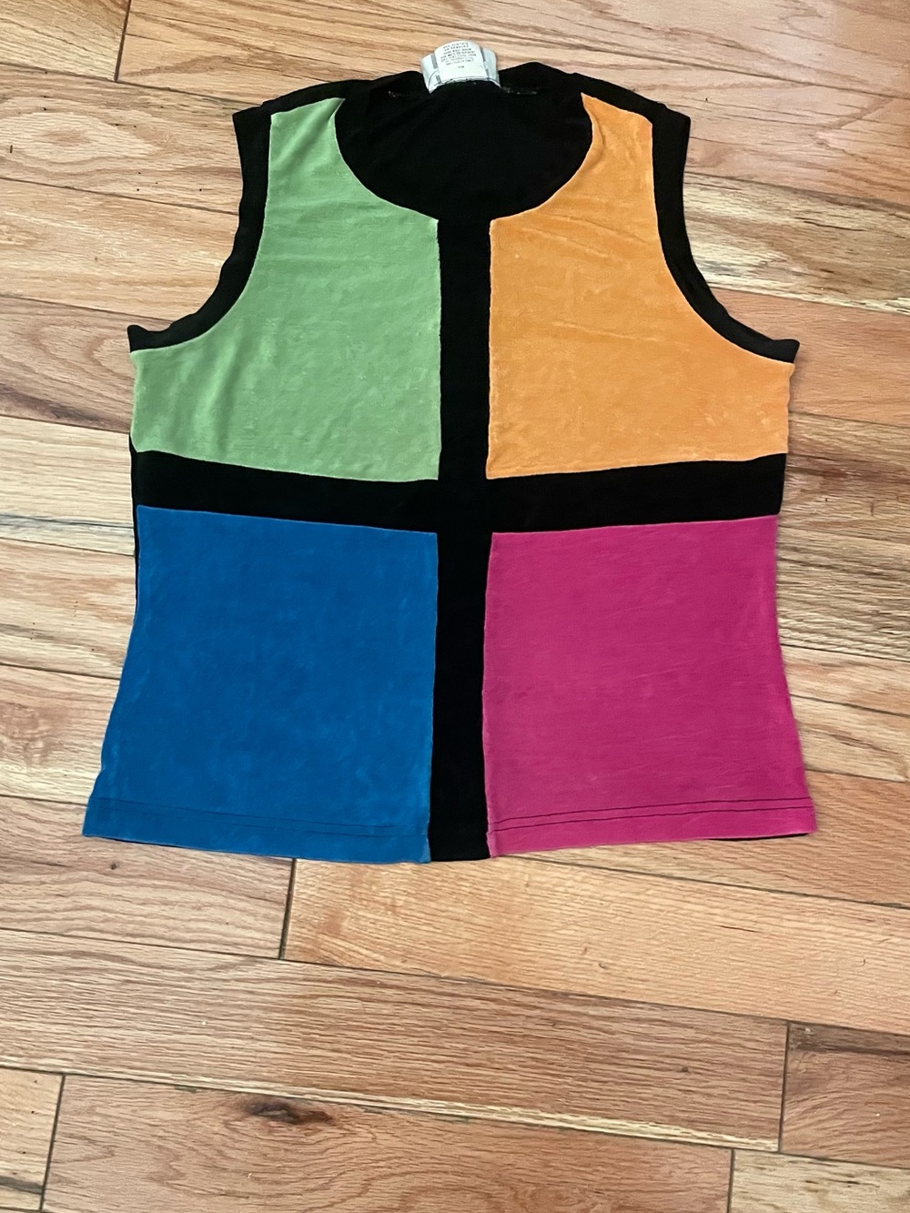 Colorblock Sleeveless Tank Top - Black/Green/Orange/Blue/Pink